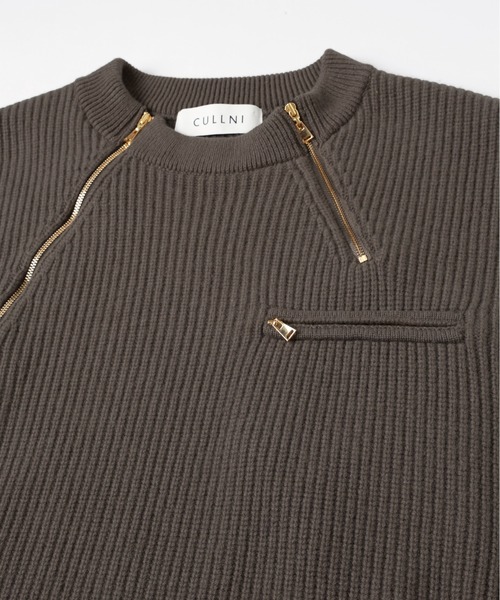 CULLNI(クルニ)の「Double Zip Up Crew Neck Knit(ニット/セーター・メンズ・ブルー/アッシュブラウン/グレー/ブラック・2/1/0)」の10枚目の写真