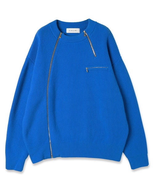 CULLNI(クルニ)の「Double Zip Up Crew Neck Knit(ニット/セーター・メンズ・ブルー/アッシュブラウン/グレー/ブラック・2/1/0)」の12枚目の写真