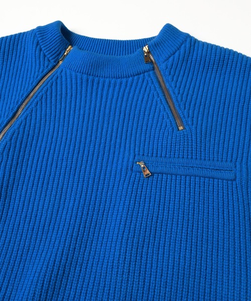 CULLNI(クルニ)の「Double Zip Up Crew Neck Knit(ニット/セーター・メンズ・ブルー/アッシュブラウン/グレー/ブラック・2/1/0)」の14枚目の写真