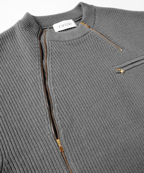 CULLNI(クルニ)の「Double Zip Up Crew Neck Knit(ニット/セーター・メンズ・ブルー/アッシュブラウン/グレー/ブラック・2/1/0)」の19枚目の写真