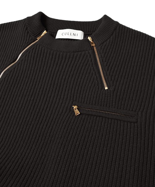 CULLNI(クルニ)の「Double Zip Up Crew Neck Knit(ニット/セーター・メンズ・ブルー/アッシュブラウン/グレー/ブラック・2/1/0)」の21枚目の写真