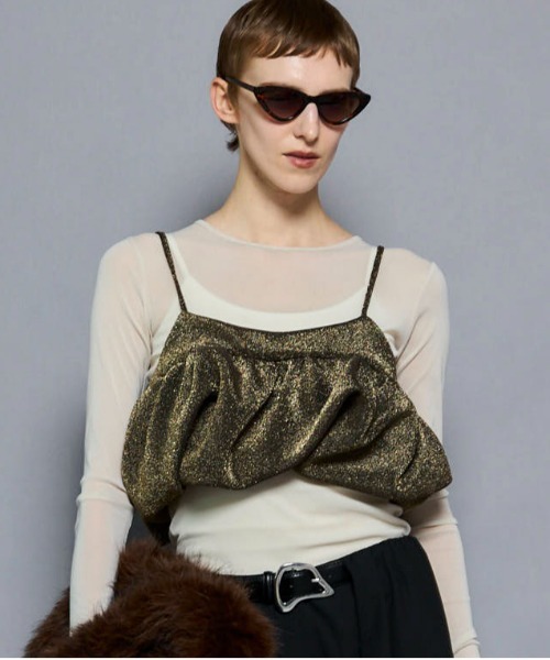 MAISON SPECIAL(メゾンスペシャル)の「Glitter Volume Balloon Bustier/グリッターボリュームバルーンビスチェ(シャツ/ブラウス・レディース・ゴールド/シルバー/ブラック・FREE)」の1枚目の写真