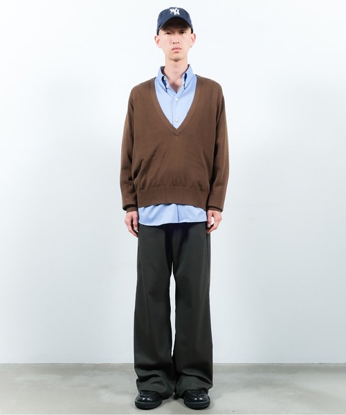 Jieda（ジエダ）の「COTTON SILK V NECK KNIT（ニット/セーター・メンズ・ブラック/ライトグレー/ブラウン/ダークグレー・1/2）」の7枚目の写真