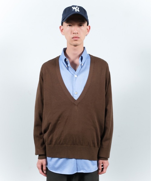 Jieda（ジエダ）の「COTTON SILK V NECK KNIT（ニット/セーター・メンズ・ブラック/ライトグレー/ブラウン/ダークグレー・1/2）」の8枚目の写真