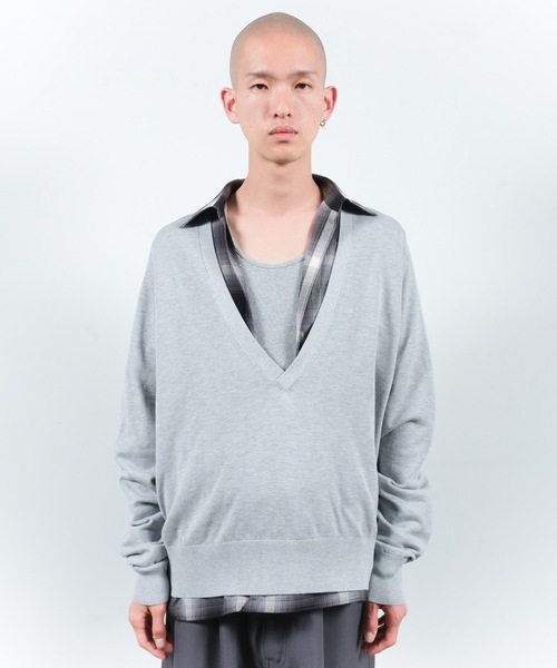 Jieda（ジエダ）の「COTTON SILK V NECK KNIT（ニット/セーター・メンズ・ブラック/ライトグレー/ブラウン/ダークグレー・1/2）」の11枚目の写真