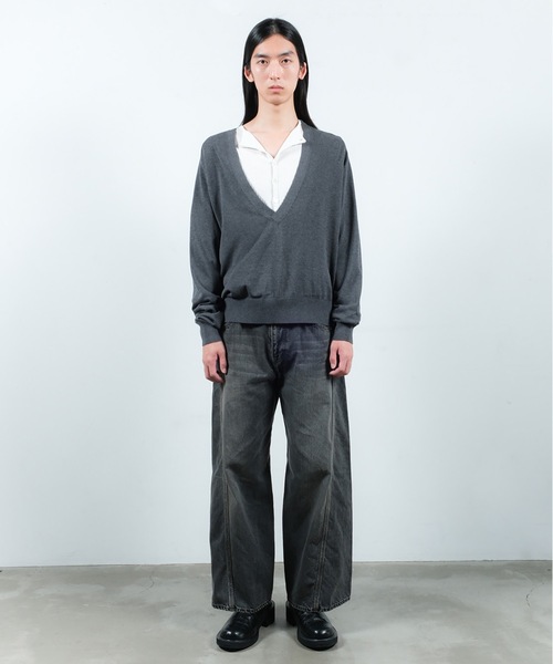 Jieda（ジエダ）の「COTTON SILK V NECK KNIT（ニット/セーター・メンズ・ブラック/ライトグレー/ブラウン/ダークグレー・1/2）」の13枚目の写真