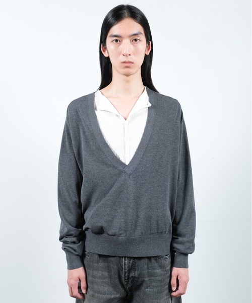 Jieda（ジエダ）の「COTTON SILK V NECK KNIT（ニット/セーター・メンズ・ブラック/ライトグレー/ブラウン/ダークグレー・1/2）」の14枚目の写真
