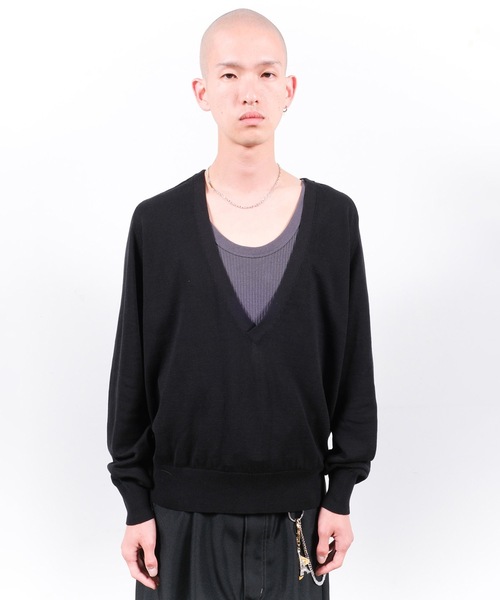 Jieda（ジエダ）の「COTTON SILK V NECK KNIT（ニット/セーター・メンズ・ブラック/ライトグレー/ブラウン/ダークグレー・1/2）」の17枚目の写真