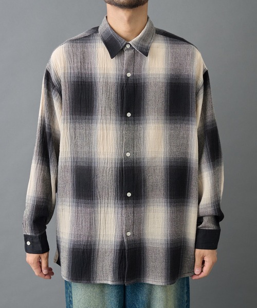 COLONY 2139（コロニートゥーワンスリーナイン）の「シアーオンブレチェック長袖シャツ（シャツ/ブラウス・メンズ・ブラック/ブルー・MEDIUM/LARGE）」の11枚目の写真