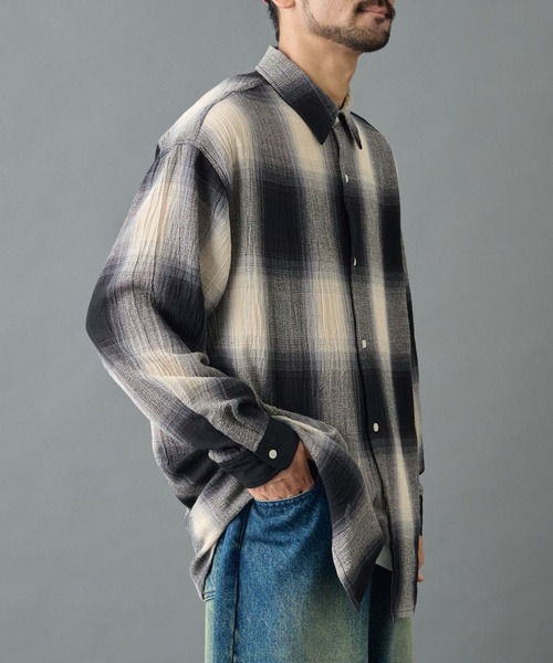 COLONY 2139（コロニートゥーワンスリーナイン）の「シアーオンブレチェック長袖シャツ（シャツ/ブラウス・メンズ・ブラック/ブルー・MEDIUM/LARGE）」の20枚目の写真