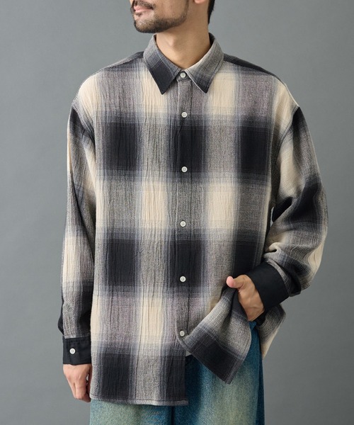 COLONY 2139（コロニートゥーワンスリーナイン）の「シアーオンブレチェック長袖シャツ（シャツ/ブラウス・メンズ・ブラック/ブルー・MEDIUM/LARGE）」の17枚目の写真
