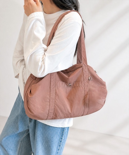 Miniministore(ミニミニストア)の「ナイロントートバッグ 軽量ボストンバッグ(トートバッグ・レディース・ブルー/ブラック/アイボリー/カーキ/スモークピンク/ライトピンク・FREE)」の1枚目の写真