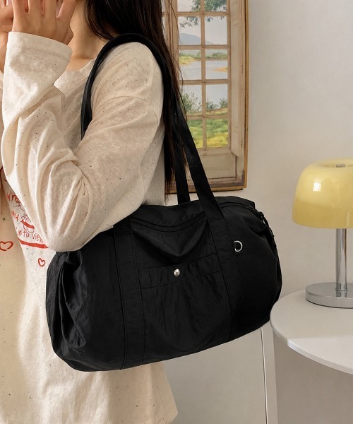 Miniministore(ミニミニストア)の「ナイロントートバッグ 軽量ボストンバッグ(トートバッグ・レディース・ブルー/ブラック/アイボリー/カーキ/スモークピンク/ライトピンク・FREE)」の8枚目の写真