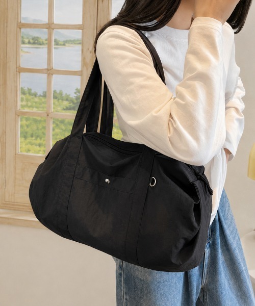Miniministore(ミニミニストア)の「ナイロントートバッグ 軽量ボストンバッグ(トートバッグ・レディース・ブルー/ブラック/アイボリー/カーキ/スモークピンク/ライトピンク・FREE)」の9枚目の写真