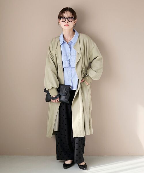 le.coeur blanc（ルクールブラン）の「ドロストノーカラーロングコート（ノーカラーコート・レディース・ブラック/ベージュ・38）」の10枚目の写真
