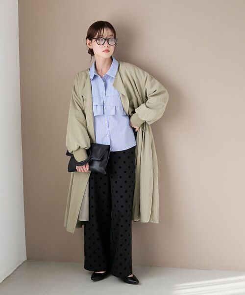 le.coeur blanc（ルクールブラン）の「ドロストノーカラーロングコート（ノーカラーコート・レディース・ブラック/ベージュ・38）」の11枚目の写真