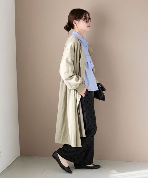 le.coeur blanc（ルクールブラン）の「ドロストノーカラーロングコート（ノーカラーコート・レディース・ブラック/ベージュ・38）」の12枚目の写真