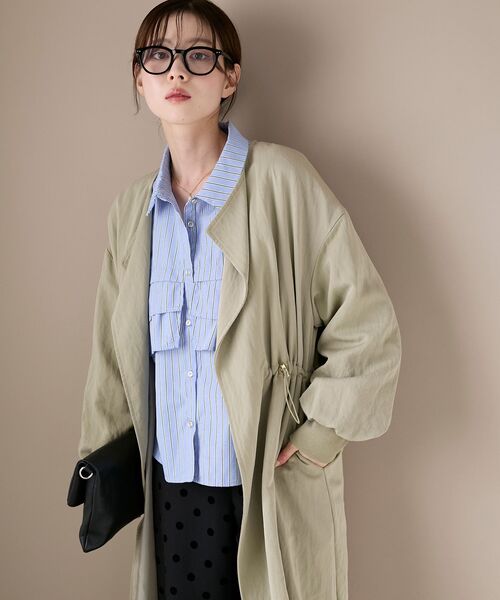 le.coeur blanc（ルクールブラン）の「ドロストノーカラーロングコート（ノーカラーコート・レディース・ブラック/ベージュ・38）」の14枚目の写真