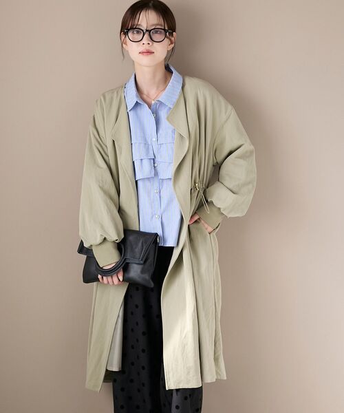 le.coeur blanc（ルクールブラン）の「ドロストノーカラーロングコート（ノーカラーコート・レディース・ブラック/ベージュ・38）」の18枚目の写真