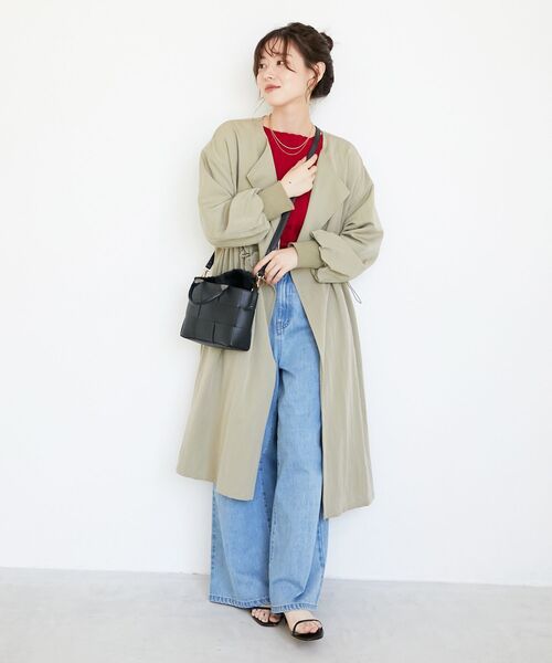 le.coeur blanc（ルクールブラン）の「ドロストノーカラーロングコート（ノーカラーコート・レディース・ブラック/ベージュ・38）」の19枚目の写真