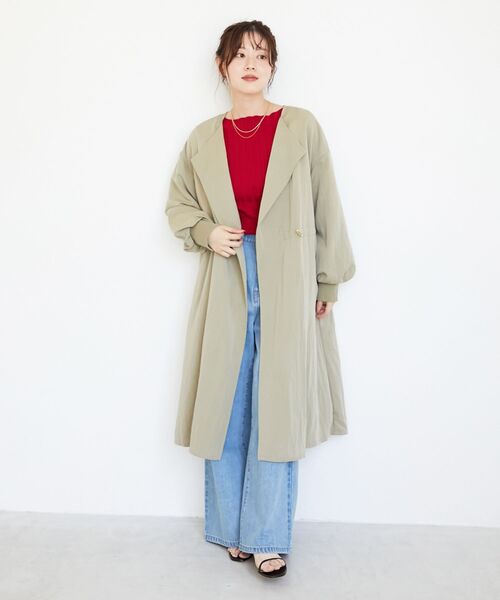 le.coeur blanc（ルクールブラン）の「ドロストノーカラーロングコート（ノーカラーコート・レディース・ブラック/ベージュ・38）」の20枚目の写真