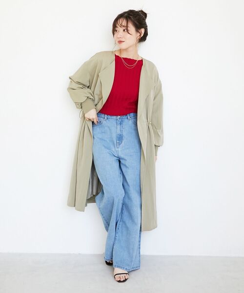 le.coeur blanc（ルクールブラン）の「ドロストノーカラーロングコート（ノーカラーコート・レディース・ブラック/ベージュ・38）」の21枚目の写真