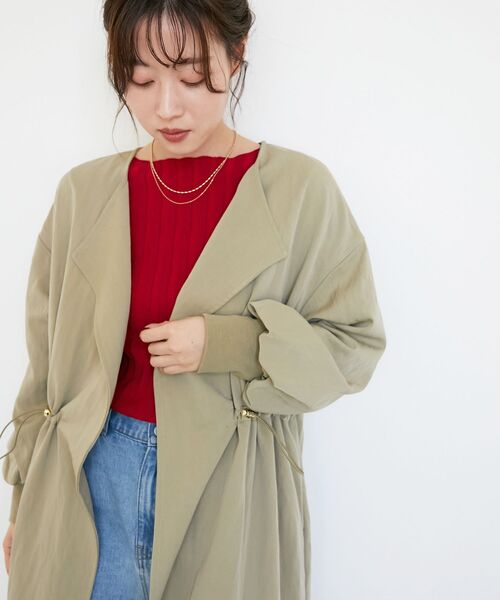 le.coeur blanc（ルクールブラン）の「ドロストノーカラーロングコート（ノーカラーコート・レディース・ブラック/ベージュ・38）」の22枚目の写真