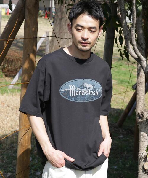 MANASTASH(マナスタッシュ)の「MANASTASH/マナスタッシュ/CiTee RIDGE LOGO(Tシャツ/カットソー・メンズ・ブラック/ホワイト/ピンク・M/XL/L/S)」の4枚目の写真