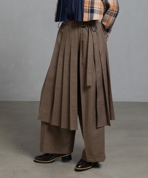 MARECHAL TERRE(マルシャルテル)の「プリーツラップスカート×パンツ(その他パンツ・レディース・ブラウン/ブラック/グレー/ネイビー系・M)」の4枚目の写真