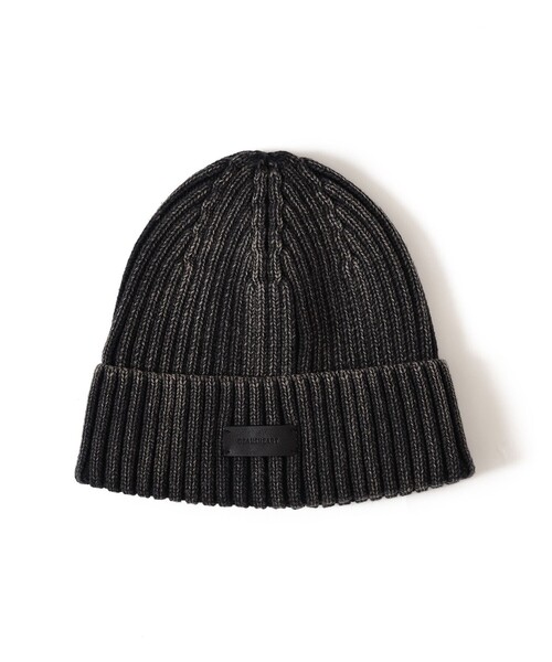 BEAMS HEART(ビームスハート)の「レザー タグ ワッチ キャップ(ニットキャップ/ビーニー・メンズ・ブラック/ブラック系その他4・ONE SIZE)」の2枚目の写真