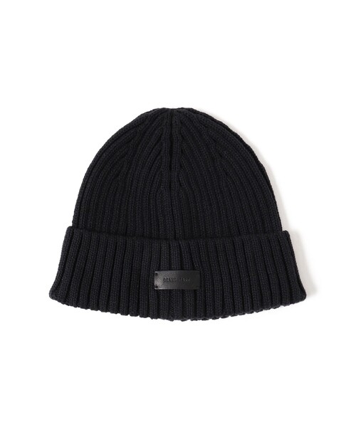 BEAMS HEART(ビームスハート)の「レザー タグ ワッチ キャップ(ニットキャップ/ビーニー・メンズ・ブラック/ブラック系その他4・ONE SIZE)」の3枚目の写真