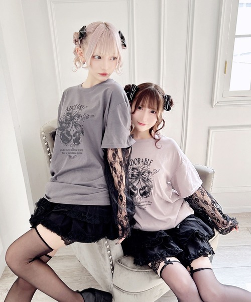 MA*RS(アメーバーマーズ)の「りぼんチェリーレース袖ロンT(Tシャツ/カットソー・レディース・チャコールグレー/ピンク/ブラック/レッド・FREE)」の16枚目の写真