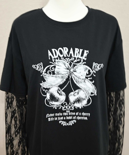 MA*RS(アメーバーマーズ)の「りぼんチェリーレース袖ロンT(Tシャツ/カットソー・レディース・チャコールグレー/ピンク/ブラック/レッド・FREE)」の19枚目の写真