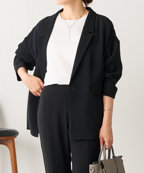 LIVETART（リヴェタート）の「トロミダブルクロスジャケット（テーラードジャケット・レディース・ブラック・FREE）」の2枚目の写真