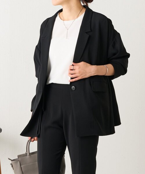 LIVETART（リヴェタート）の「トロミダブルクロスジャケット（テーラードジャケット・レディース・ブラック・FREE）」の3枚目の写真