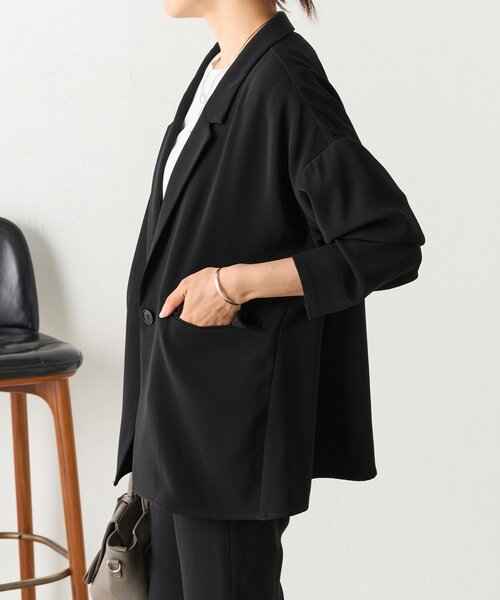 LIVETART（リヴェタート）の「トロミダブルクロスジャケット（テーラードジャケット・レディース・ブラック・FREE）」の4枚目の写真