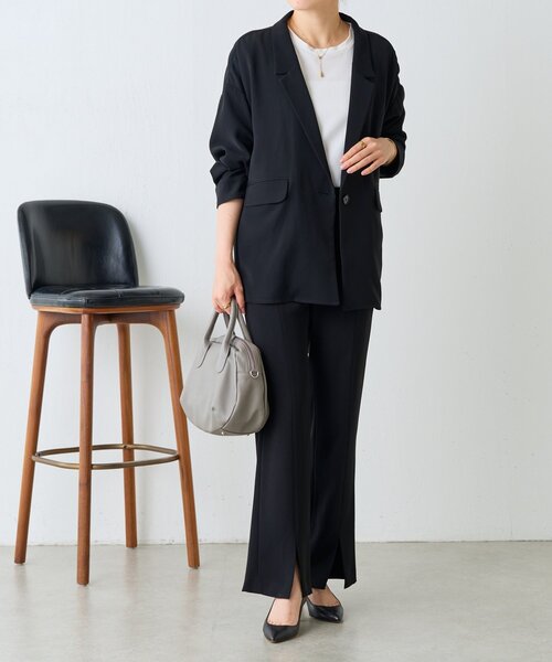 LIVETART（リヴェタート）の「トロミダブルクロスジャケット（テーラードジャケット・レディース・ブラック・FREE）」の7枚目の写真