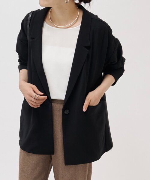 LIVETART（リヴェタート）の「トロミダブルクロスジャケット（テーラードジャケット・レディース・ブラック・FREE）」の8枚目の写真