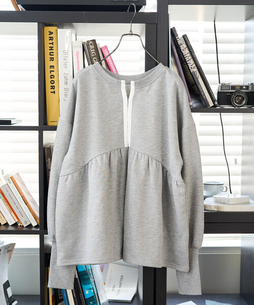 セール】限定展開 ホック あき ペプラム 2way 裏毛 プルオーバー