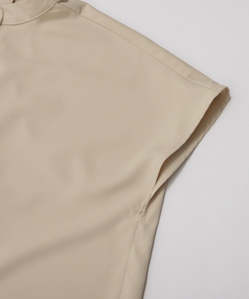 nouvellemoi（ヌーベルモイ）の「比翼フレンチスリーブバンドカラーシャツ（Tシャツ/カットソー・レディース・ブラック/グレイッシュベージュ/ベージュ/アイボリー・S/M/L）」の22枚目の写真