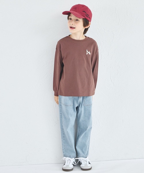 pairmanon(ペアマノン)の「【吸水速乾/襟がヨレにくい】ユニセックス ワンポイント刺繍入り 長袖Tシャツ(Tシャツ/カットソー・キッズ・ブラウン/ベージュ/ブラック/ブルー・80/150/140/90/130/120/110/100)」の10枚目の写真