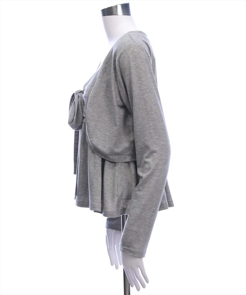 CLEAR BASIC（クリアベーシック）の「フロントリボンビスチェ＆カットボレロセット[オフィスカジュアル リボン フェミニン]（Tシャツ/カットソー・レディース・ブラック/グレー/オフホワイト・F）」の7枚目の写真