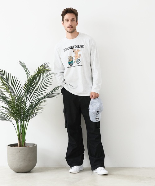 UNIIT(ユニット)の「【汗染みの目立ちにくいTシャツ ZEROSTAIN/ゼロステイン】カートゥーン ヴィンテージ風プリント ビッグシルエット ロンT 防汚 UVカット(Tシャツ/カットソー・メンズ・ベージュ系その他/ブルー系その他/ブラック系その他2/ホワイト系その他2・LARGE/MEDIUM/X-LARGE)」の13枚目の写真