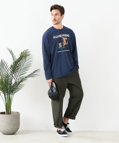 UNIIT(ユニット)の「【汗染みの目立ちにくいTシャツ ZEROSTAIN/ゼロステイン】カートゥーン ヴィンテージ風プリント ビッグシルエット ロンT 防汚 UVカット(Tシャツ/カットソー・メンズ・ベージュ系その他/ブルー系その他/ブラック系その他2/ホワイト系その他2・LARGE/MEDIUM/X-LARGE)」の20枚目の写真
