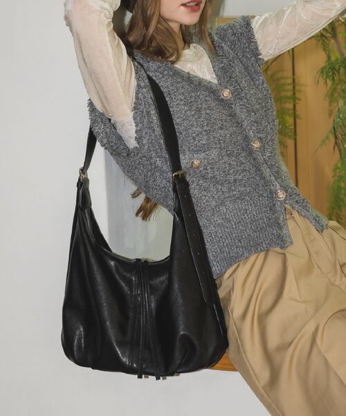 RETRO GIRL（レトロガール）の「BIGショルダーバッグ（ショルダーバッグ・レディース・ブラウン/ブラック・ONE SIZE）」の2枚目の写真