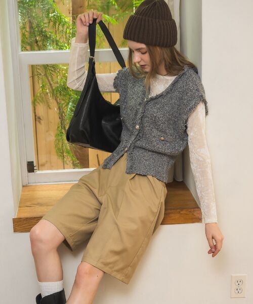 RETRO GIRL（レトロガール）の「BIGショルダーバッグ（ショルダーバッグ・レディース・ブラウン/ブラック・ONE SIZE）」の8枚目の写真