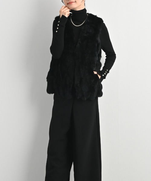 Lily様　セオリーリュクス　レッキスラビットファー付き　ニットベスト　フード Theory luxe - セオリー theory luxe フォックスファー ベスト ニット