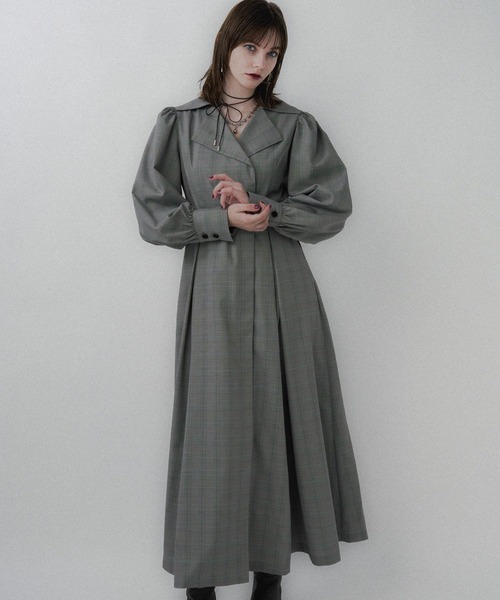 HARE(ハレ)の「アウターライクチェックワンピース(HARE)(ワンピース・レディース・ライトグレー/チャコールグレー・FREE)」の1枚目の写真