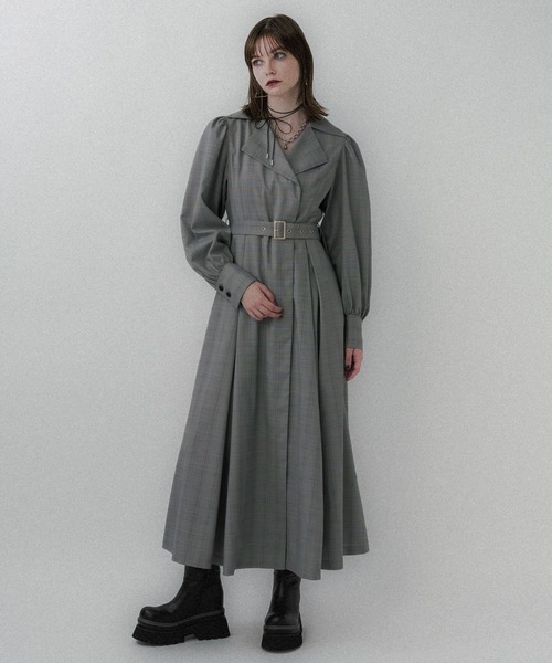 HARE(ハレ)の「アウターライクチェックワンピース(HARE)(ワンピース・レディース・ライトグレー/チャコールグレー・FREE)」の3枚目の写真