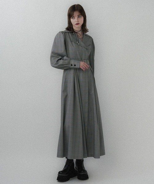 HARE(ハレ)の「アウターライクチェックワンピース(HARE)(ワンピース・レディース・ライトグレー/チャコールグレー・FREE)」の4枚目の写真